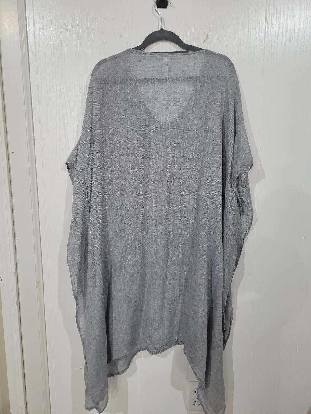 Eileen Fisher Light Gray Organic Linen Gauze V-Neck Linen Tunic Caftan Size XL - Picture 4 of 8
